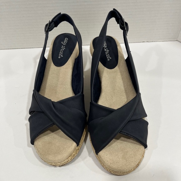 Easy Street Womens Maureen Wedge Sandals. Size: 9.5. Color: Navy‎ - Picture 3 of 7